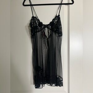 Victorias Secret Black Sheer Chemise Slip Dress